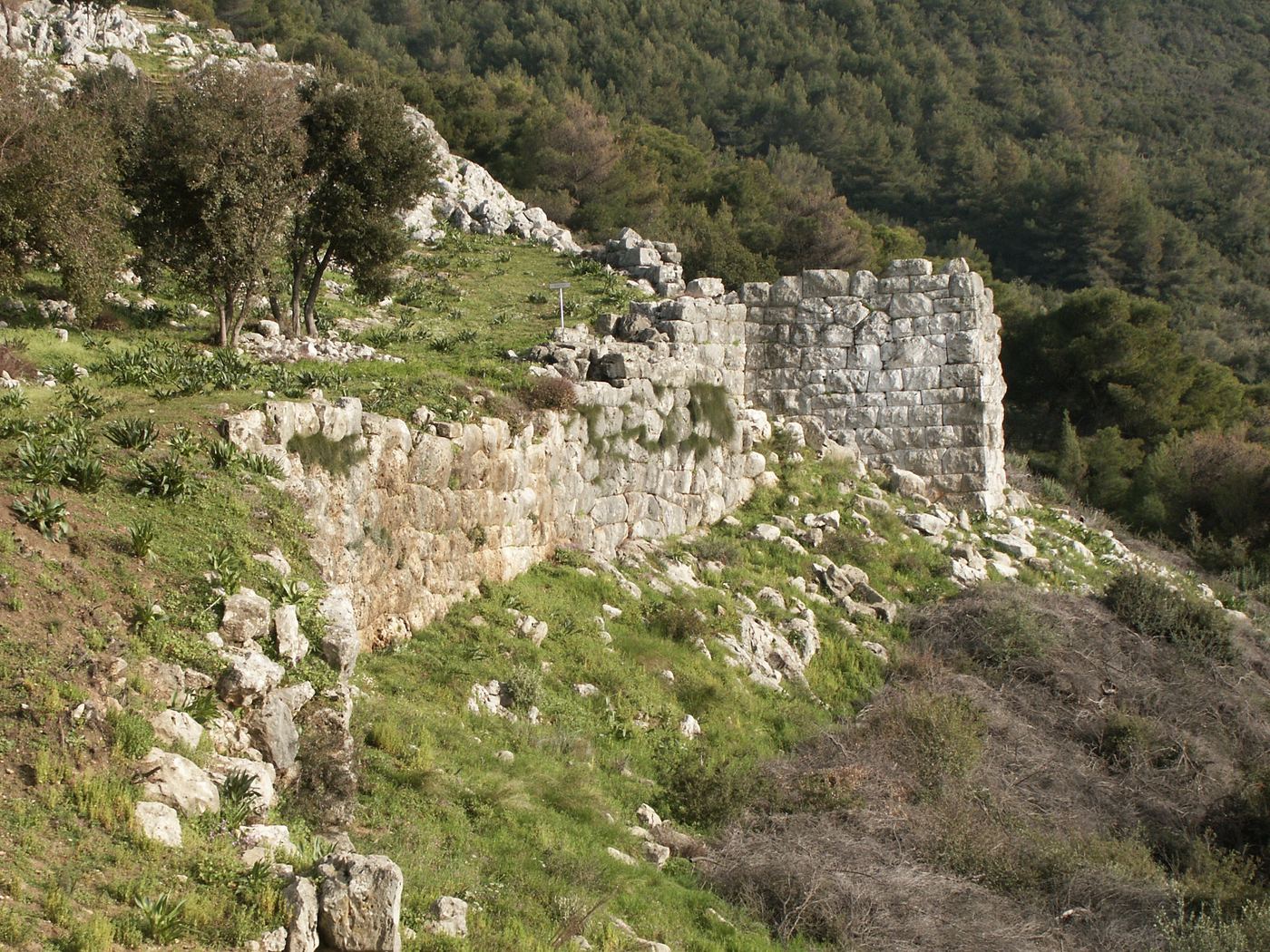 The west wall, which overlooks the newly discovered temple of Poseidon.
