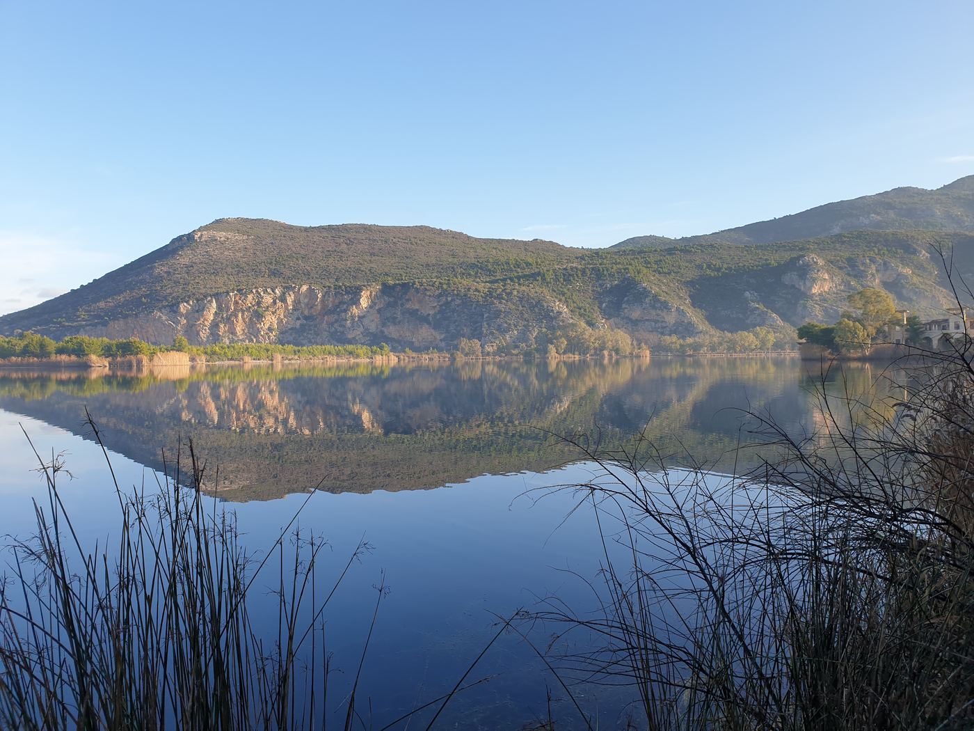 Reflection of the cliffs, from across the lake.