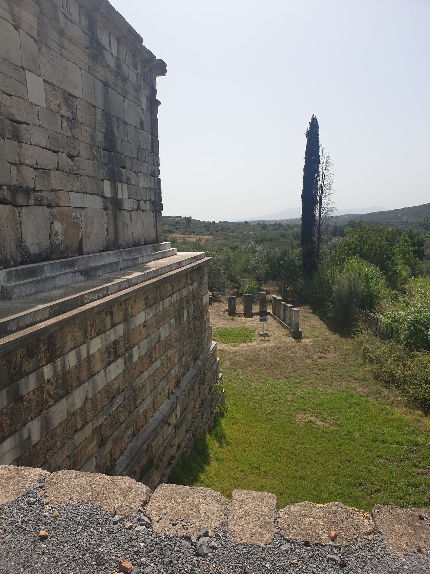 Part of the Roman funerary monument, with funerary stele re-erected below.