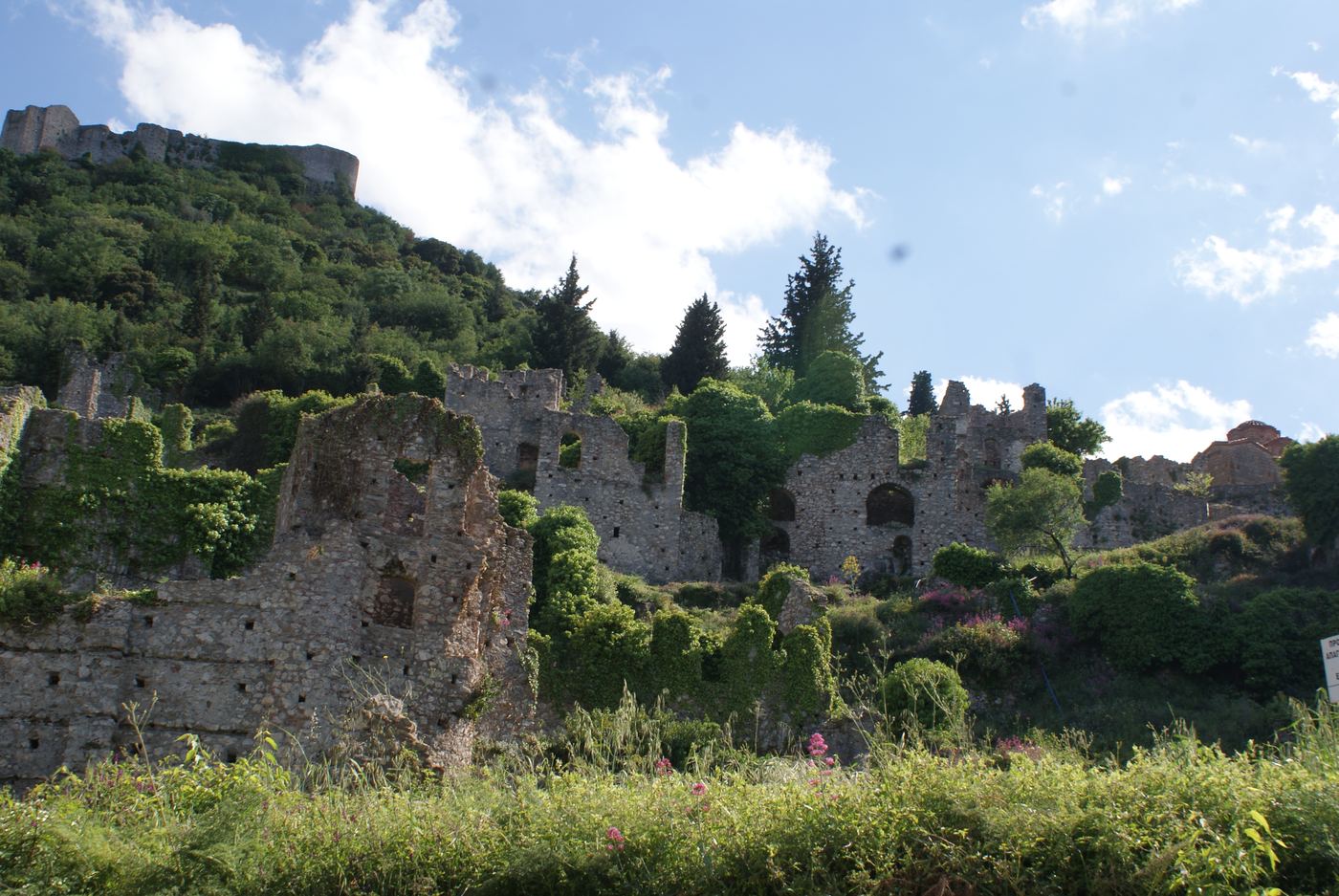 The ruins along the ridge.