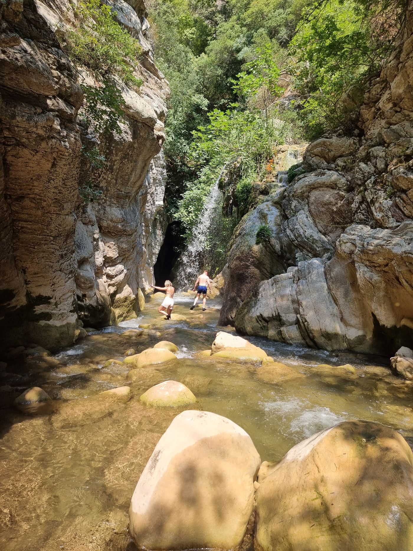 The narrowest point, before the river heads into the tunnel.