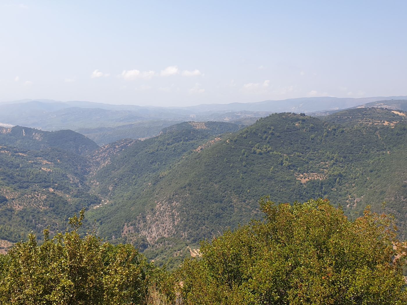 A view of the river valley, cutting through the mountains.