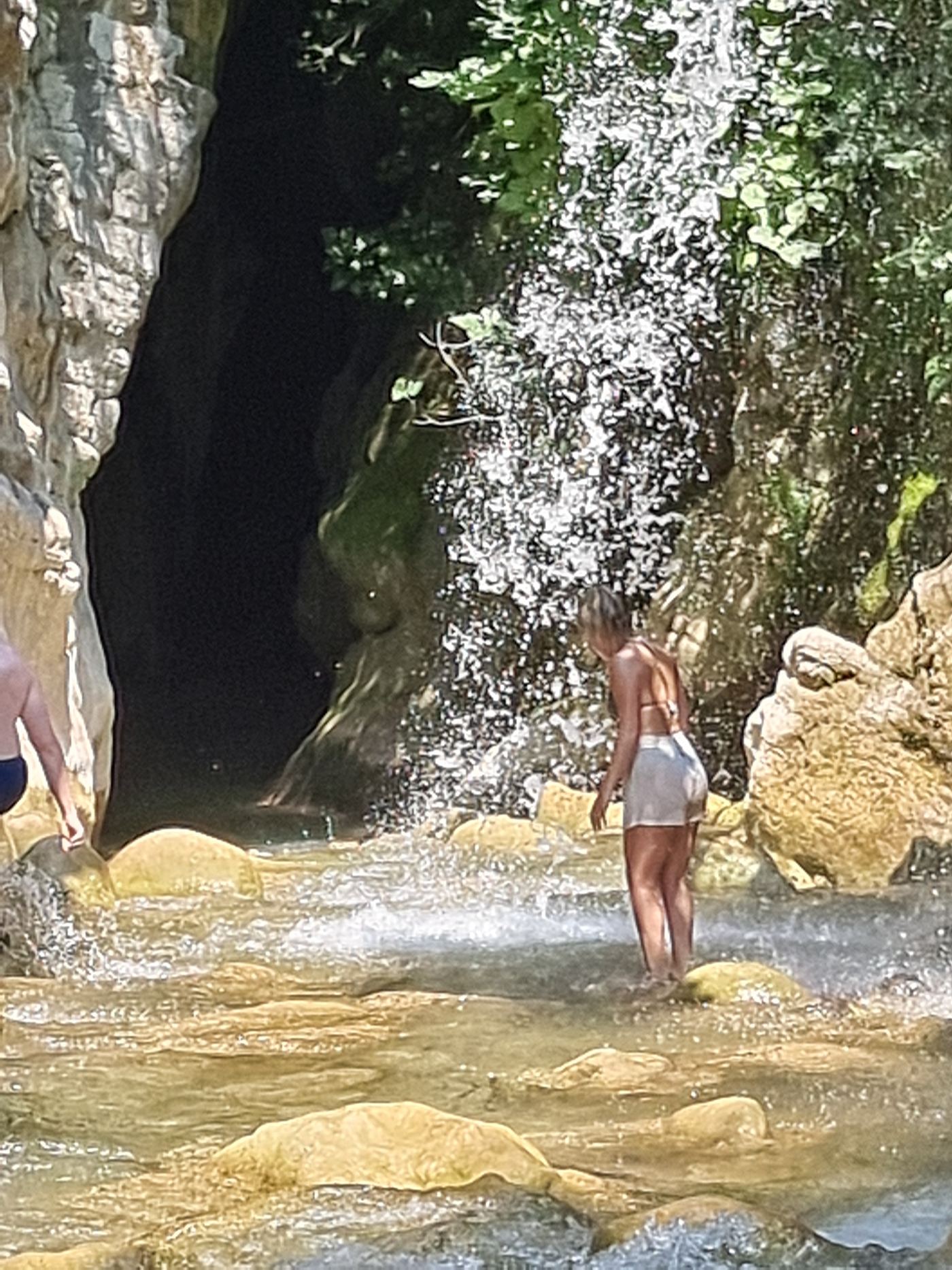 Waterfall and tunnel, and a continuous roar of water.