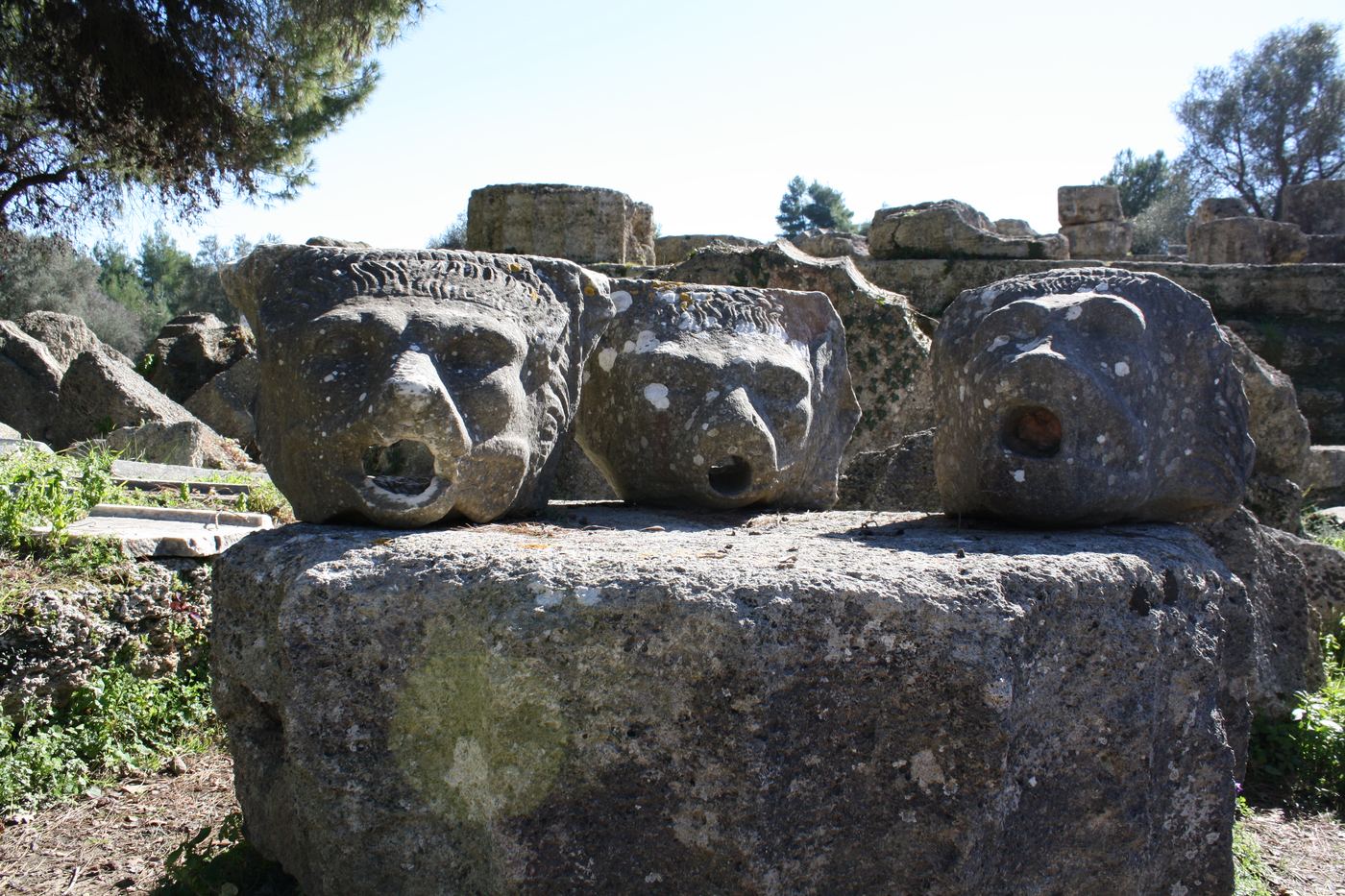 Carved spouts from the Roman fountain house.