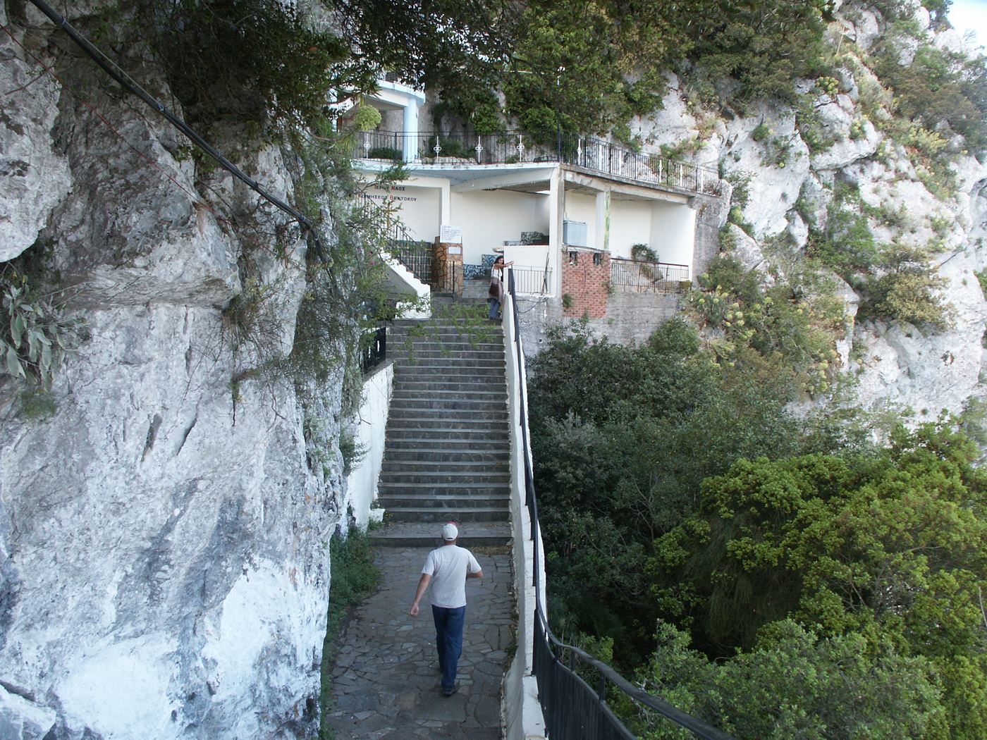 The way into the chapel, in the cliff face.