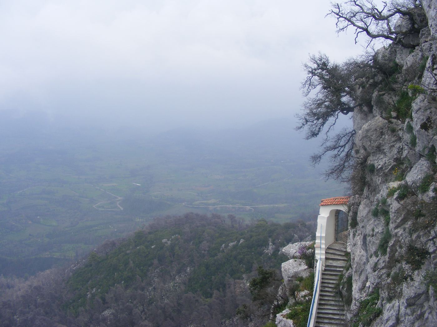 The chapel on its cliff, from above.