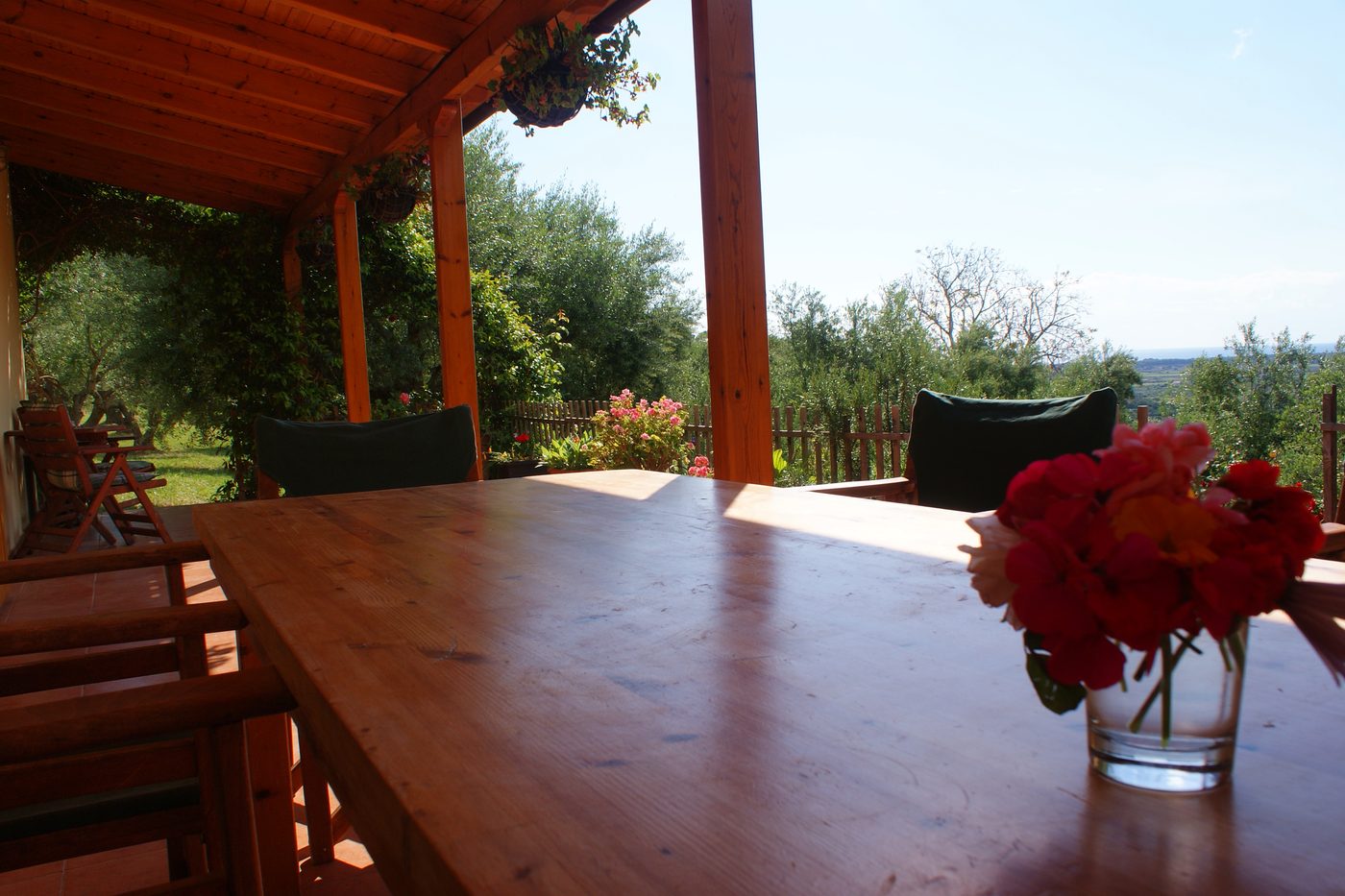 The table on the veranda, with the flowers just picked.