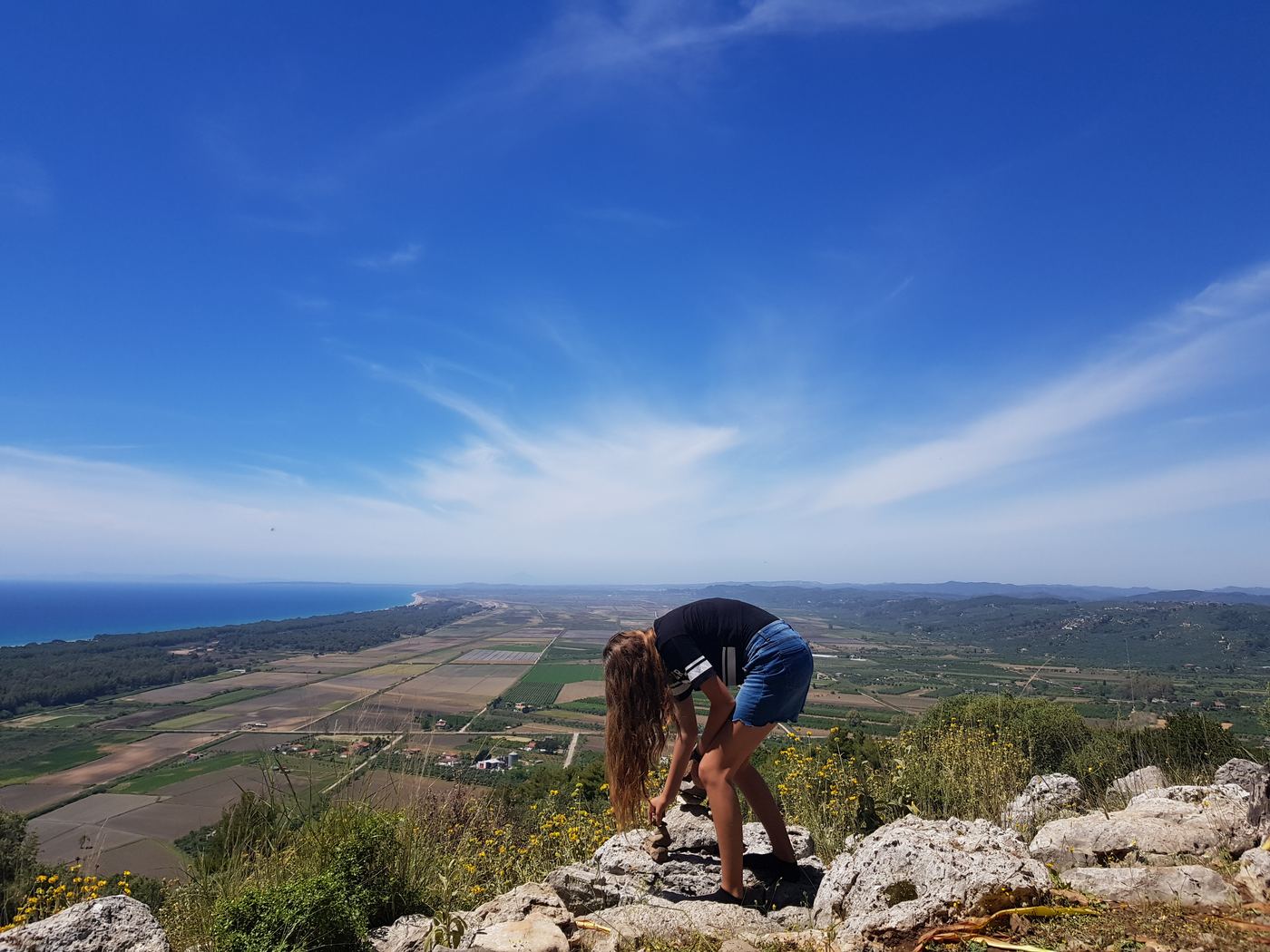 On the hill above the farm, looking out over the coast and the bay.